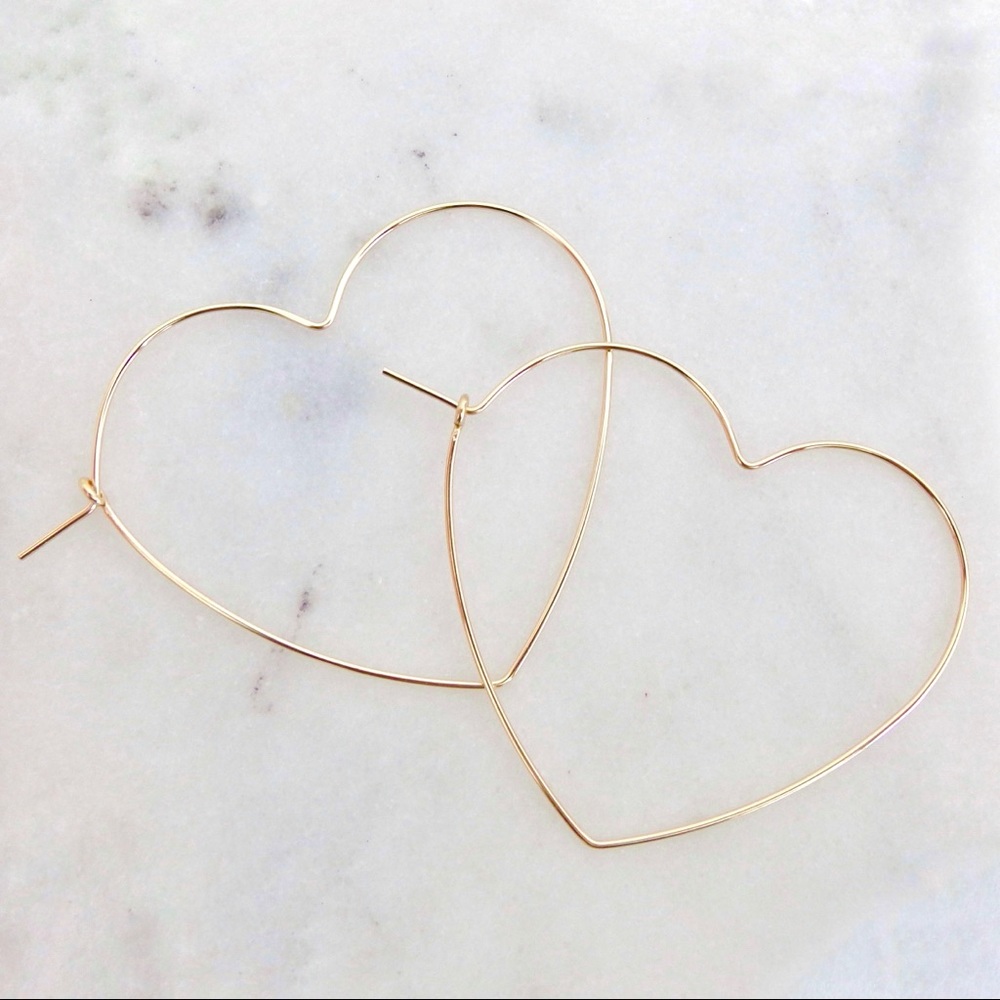 Large heart hoop earrings 14k gold filled